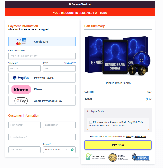 Genius Brain Signal-Checkout